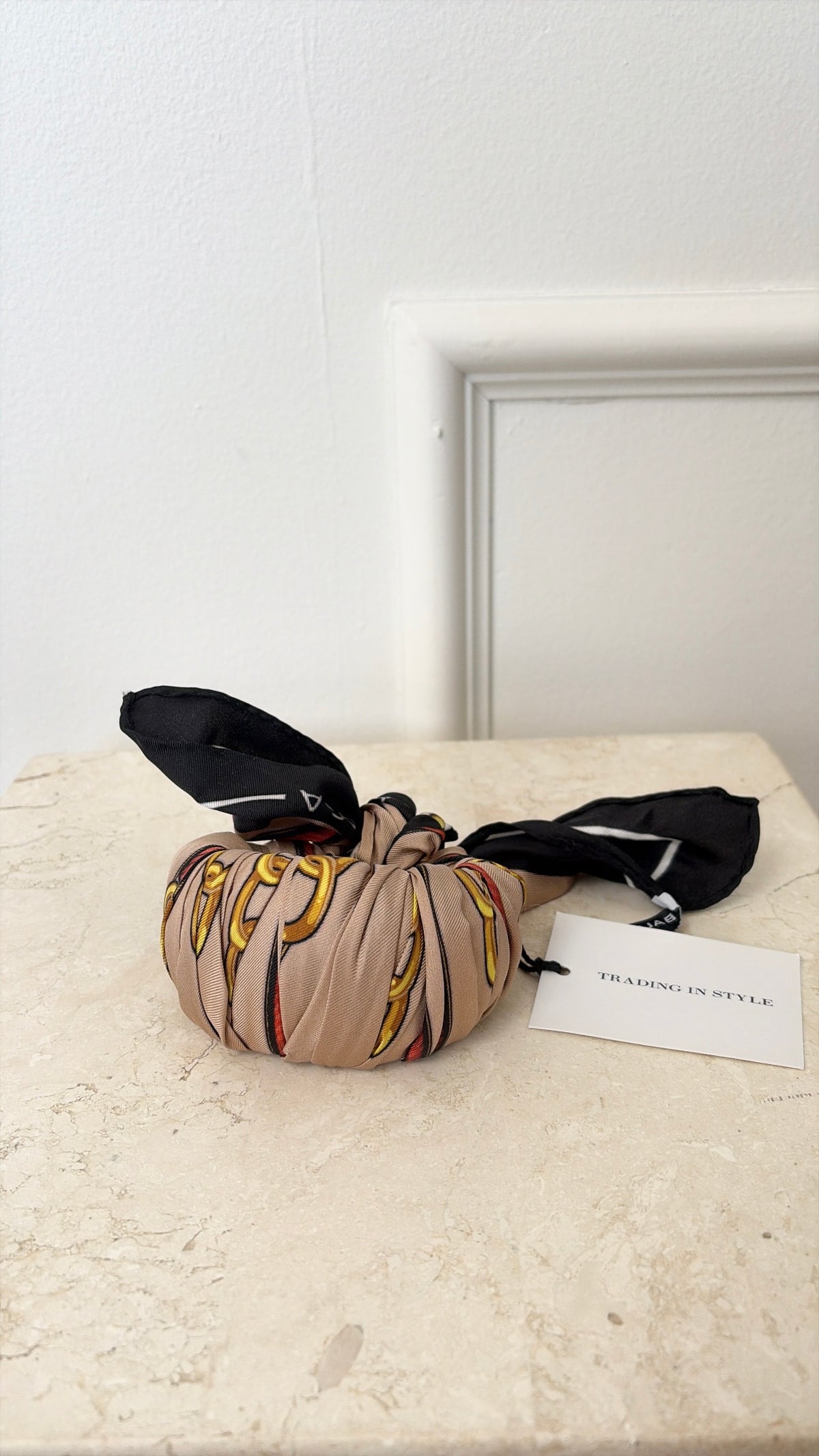 Balenciaga Beige and Black Silk Wrapped Cuff