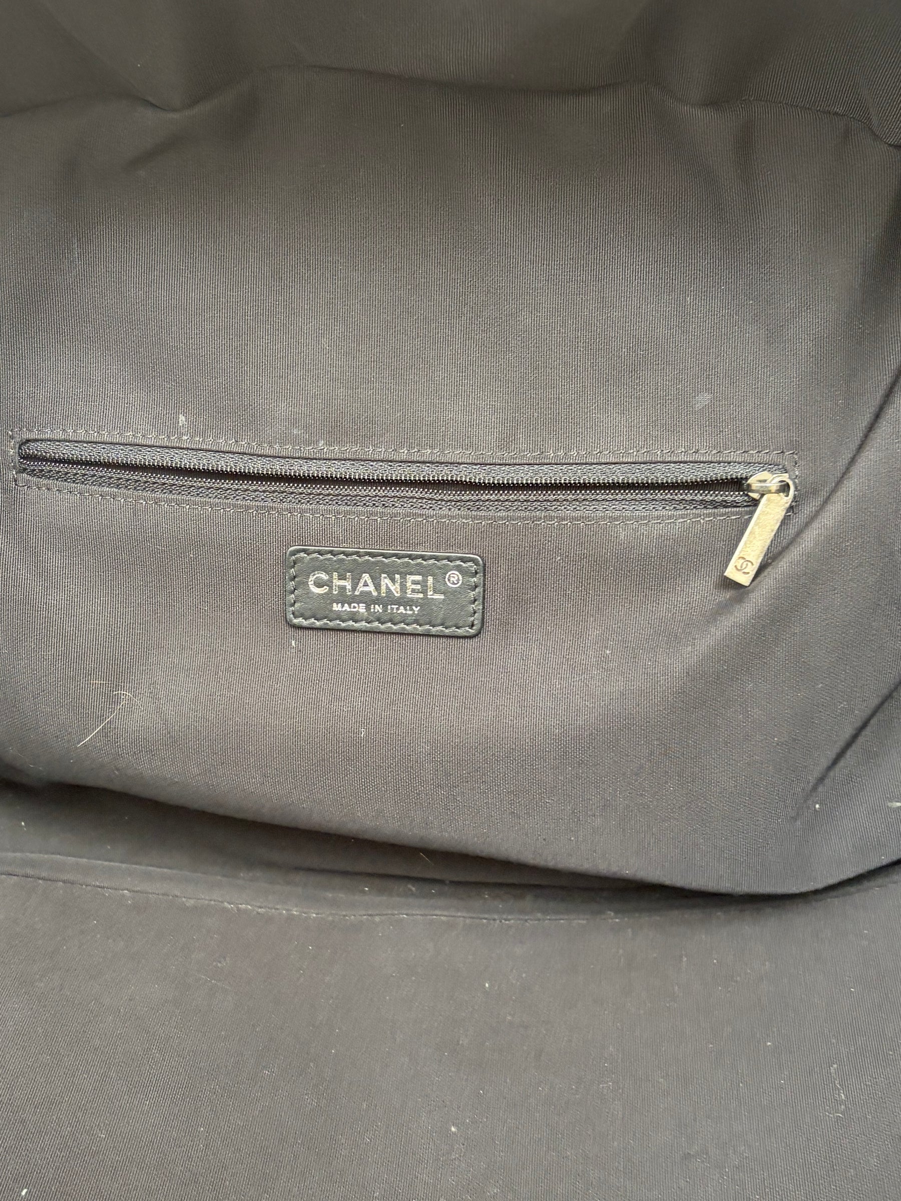 Chanel Black Grained Leather Airlines Round Trip Bowling Bag