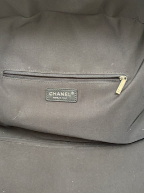 Chanel Black Grained Leather Airlines Round Trip Bowling Bag