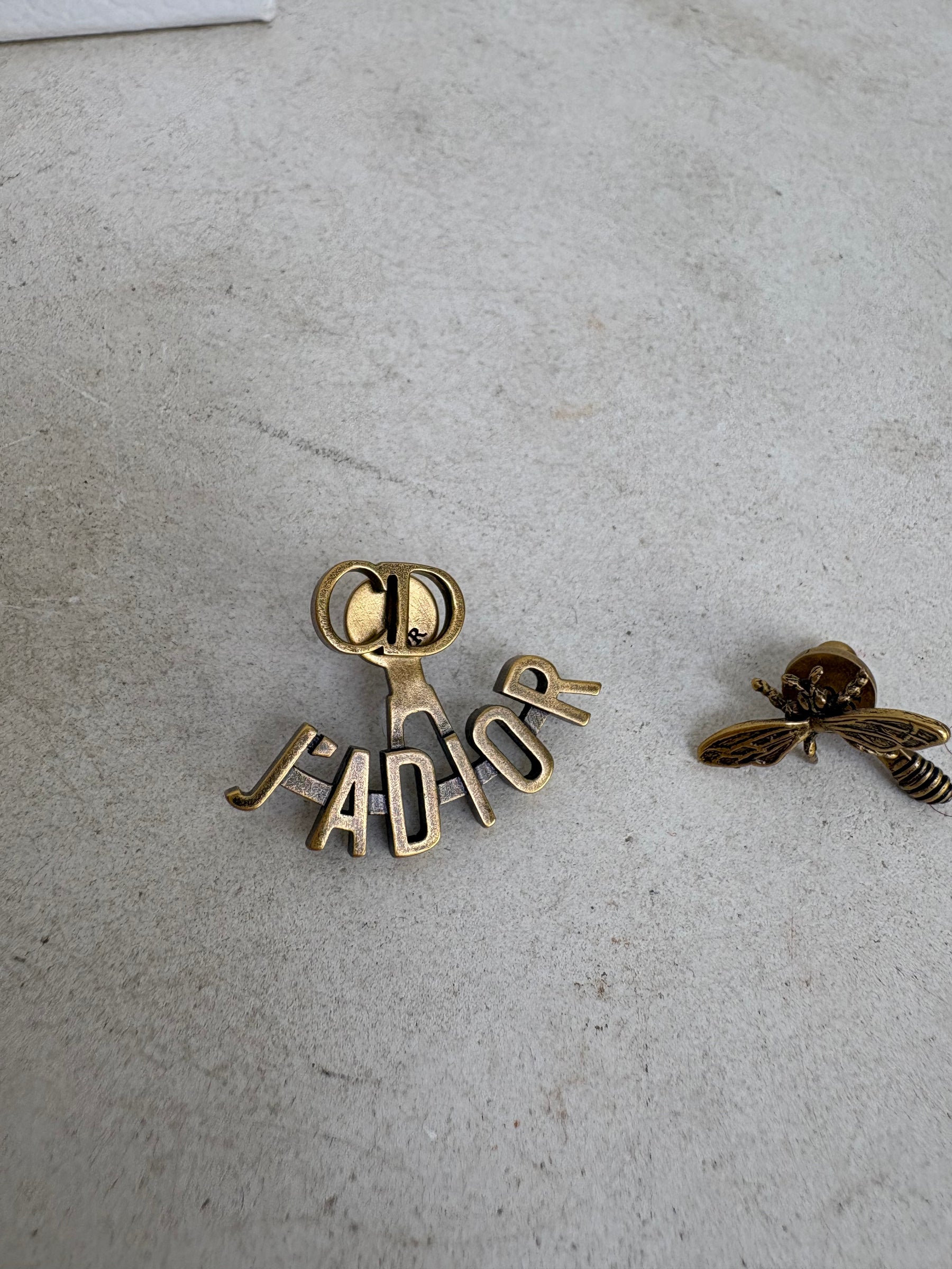 Dior Gold Tone Asymmetric 'J'adior' Bee Earrings