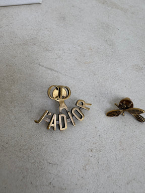 Dior Gold Tone Asymmetric 'J'adior' Bee Earrings