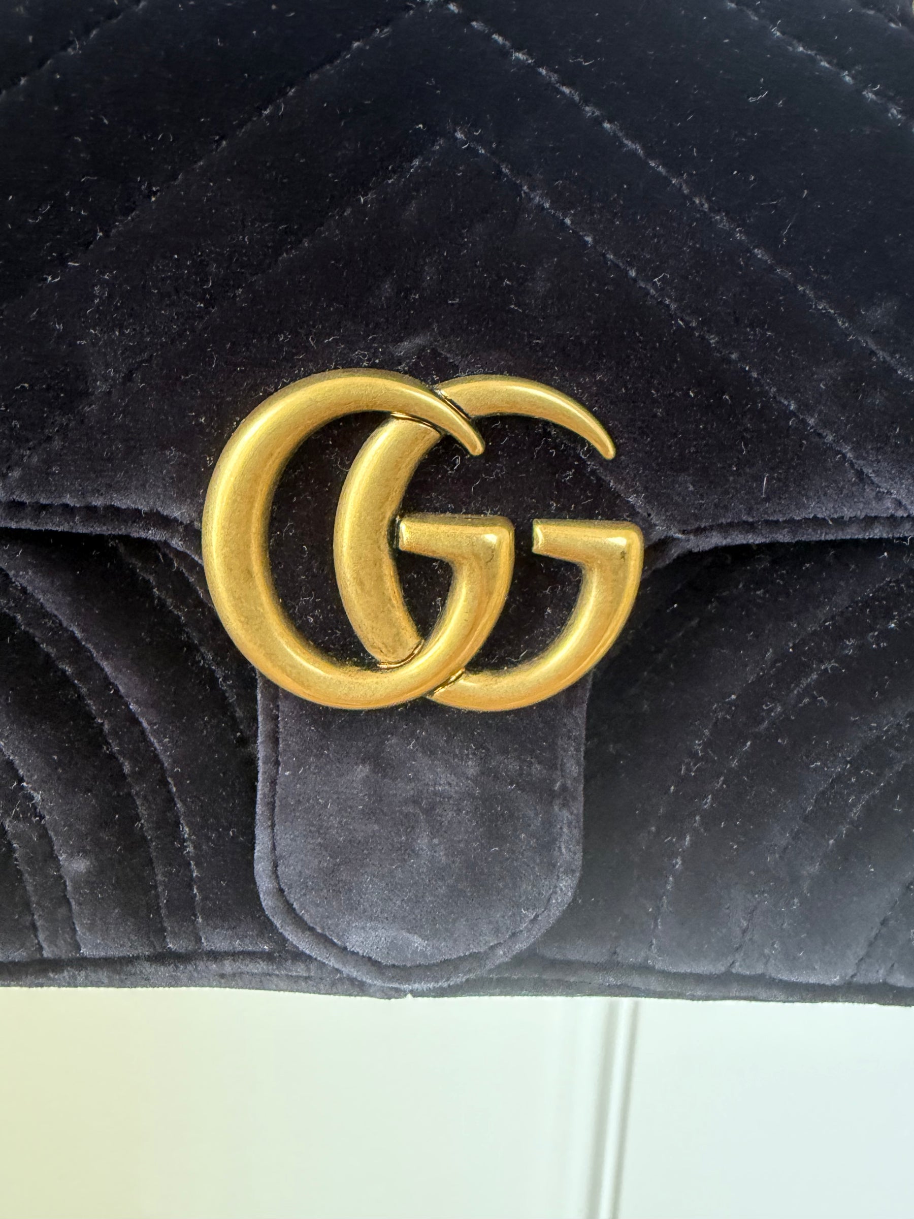 Gucci Black Velvet Marmont Crossbody Bag