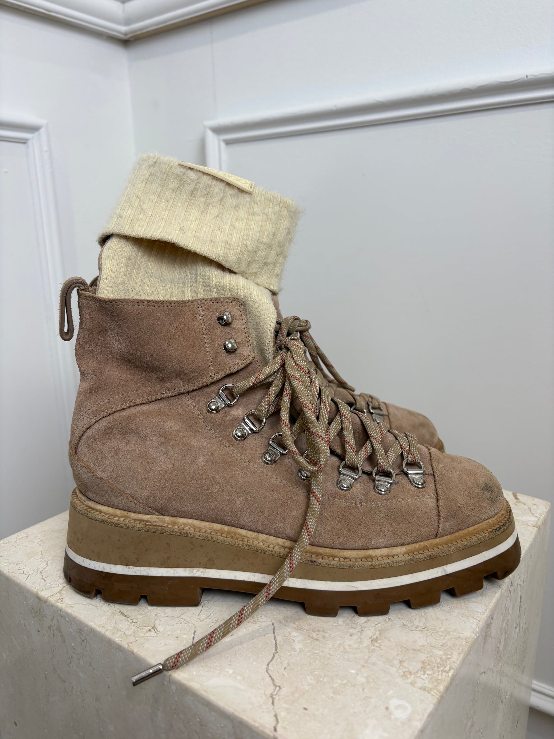 Jimmy Choo Beige Suede Sock Hiking Boots, 39