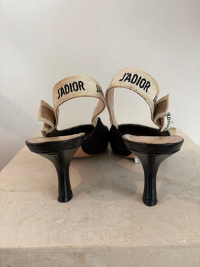 Dior Black Technical J'adior Slingback Heels, 39D