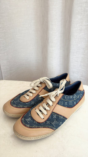 Louis Vuitton Blue Denim Monogram Sneakers, 38.5