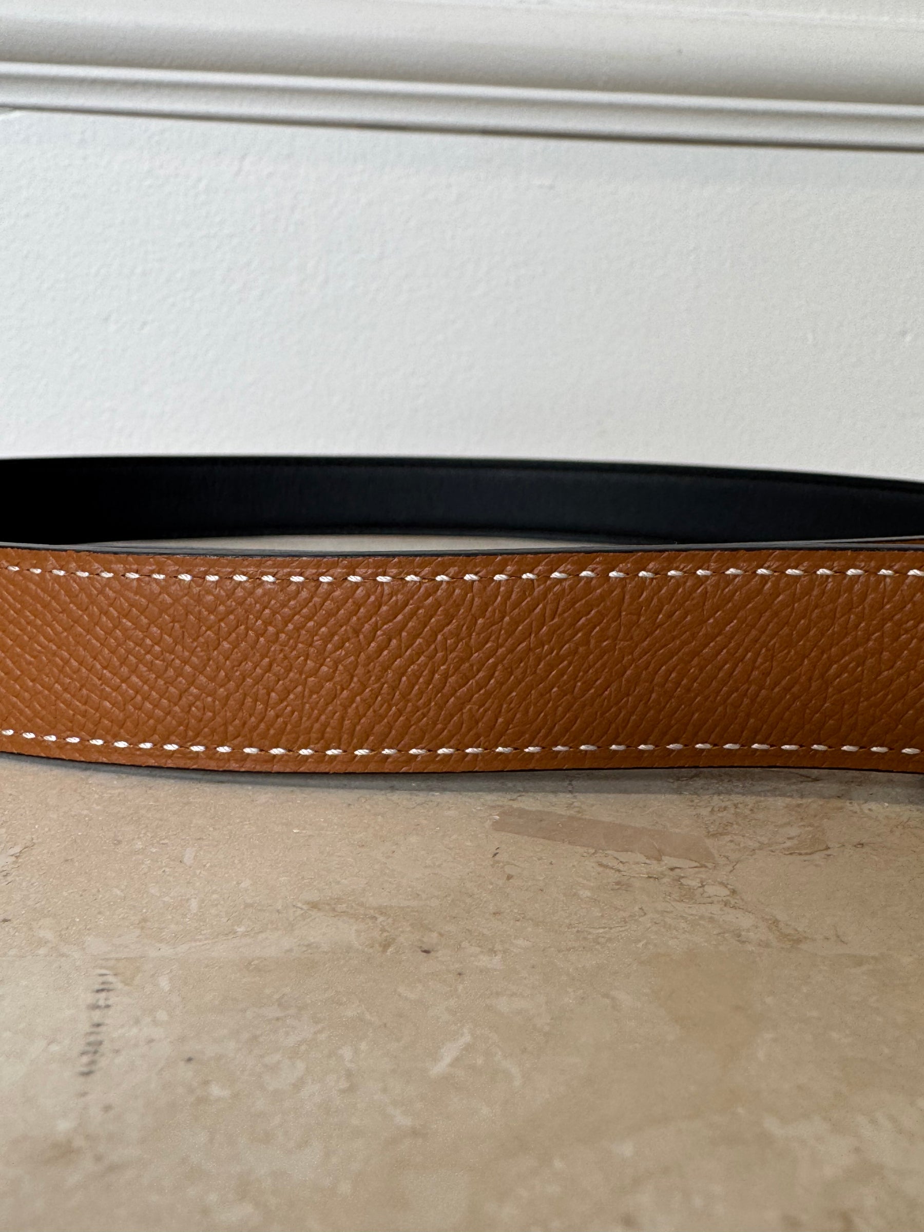 Hermes Reversible Belt Black Tan Gold H, 75