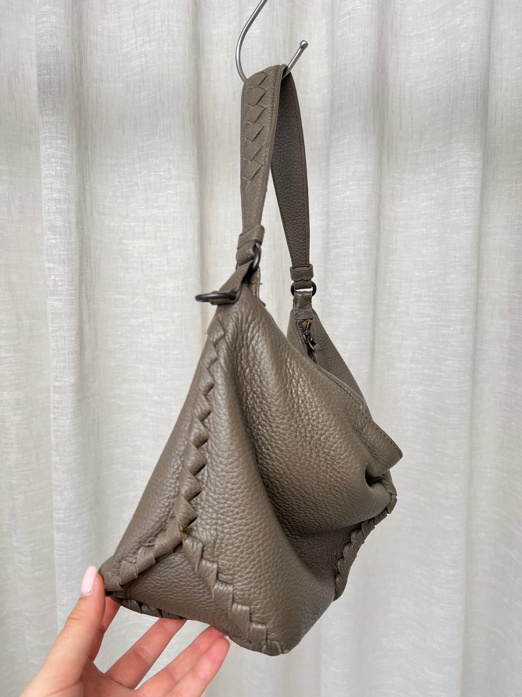 Bottega Veneta Taupe Leather Cervo Shoulder Bag