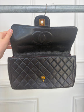 Chanel Chocolate Brown Leather Top Handle Classic Flap Bag