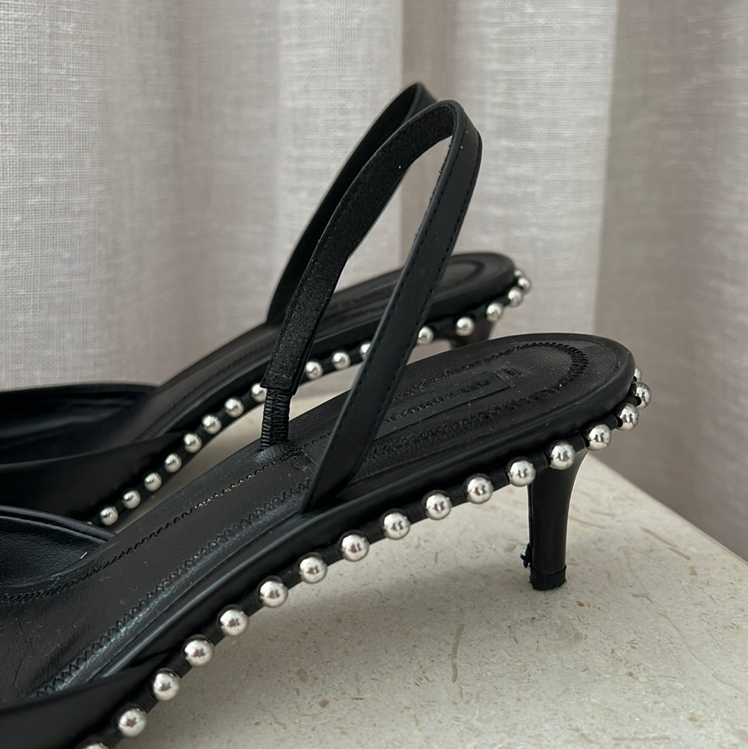 Alexander Wang Black Rina Low Sling Back Heels, 37.5