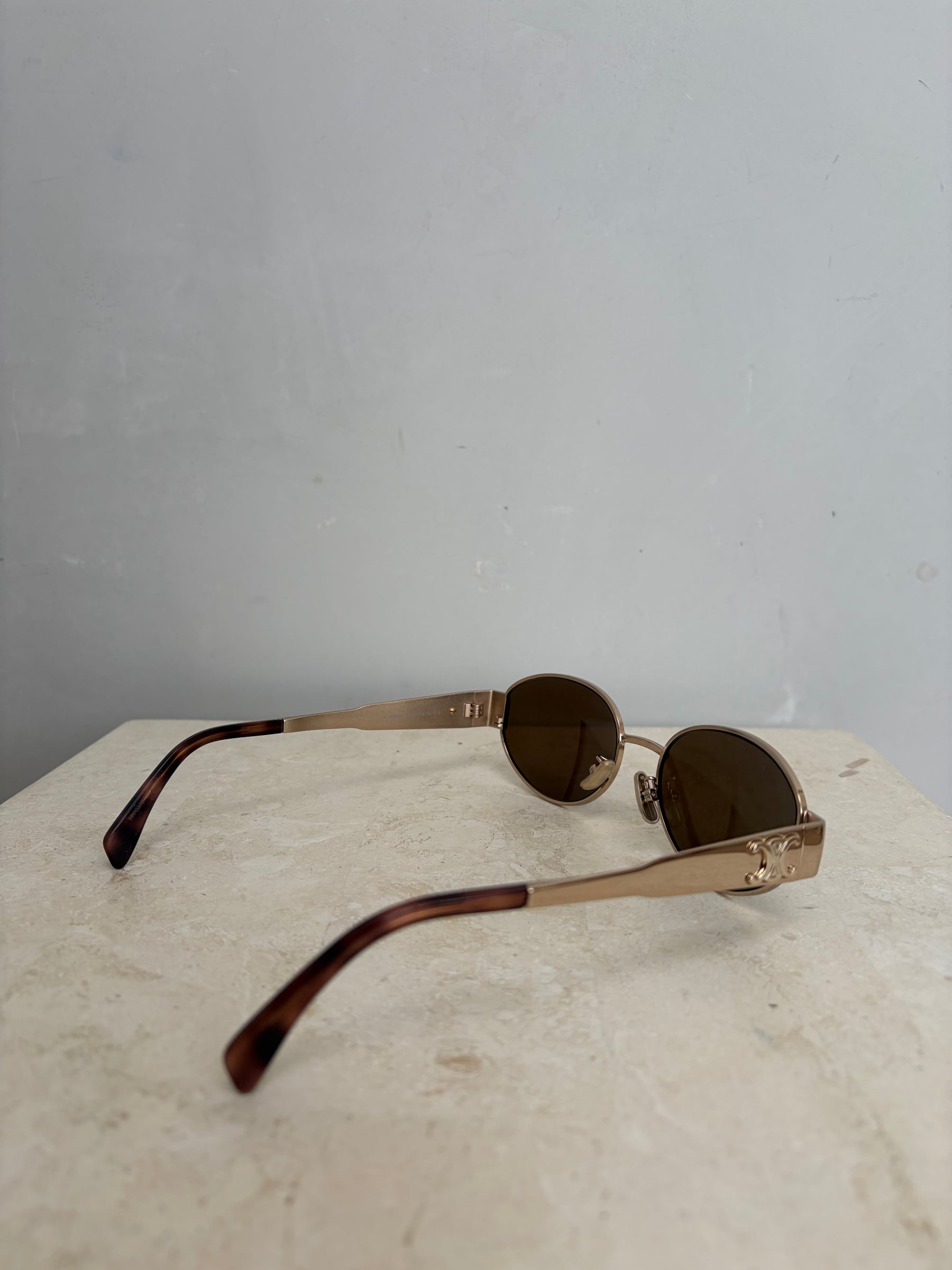 Céline Gold Oval Triomphe Sunglasses