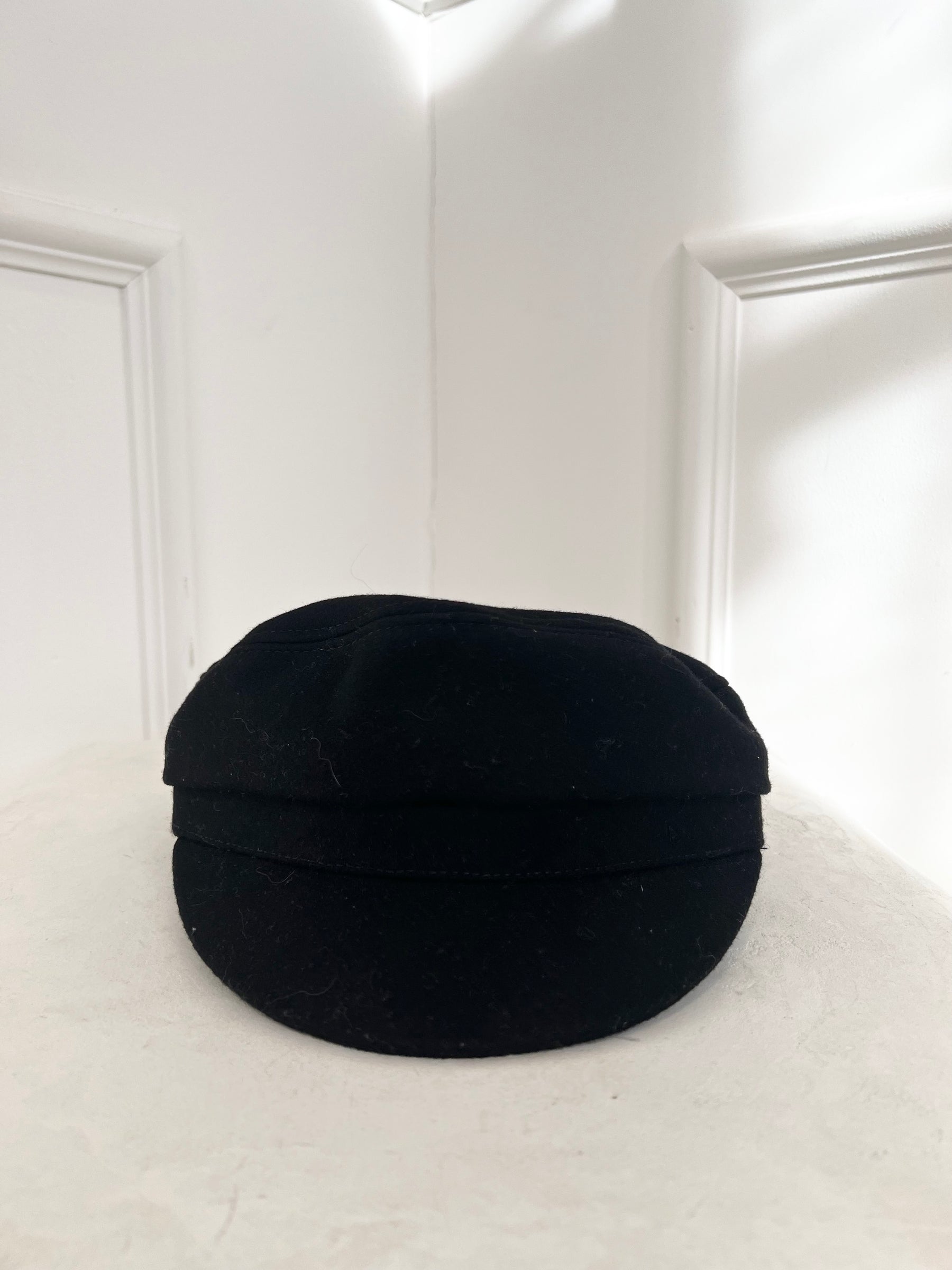 Isabel Marant Black Wool Blend Baker Boy Cap, 57