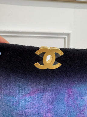 Chanel Flap Bag 19 In Boucle Black Blue Purple