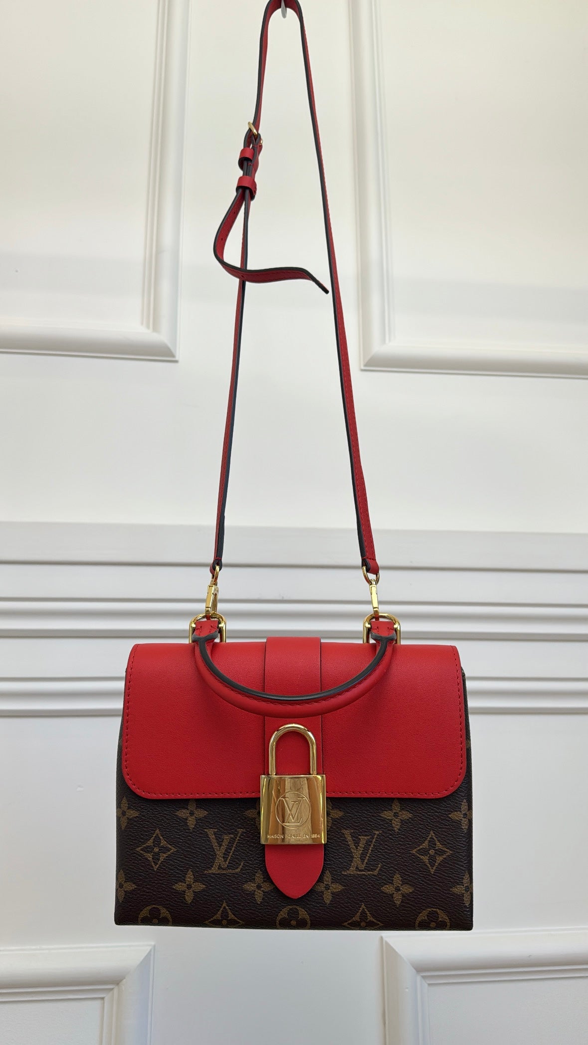 Louis Vuitton Canvas Monogram and Red Leather Locky BB Satchel Bag