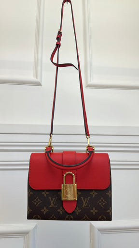 Louis Vuitton Canvas Monogram and Red Leather Locky BB Satchel Bag