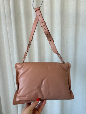 Salvatore Ferragamo Dust Rose Leather Pillow Chain Shoulder Bag