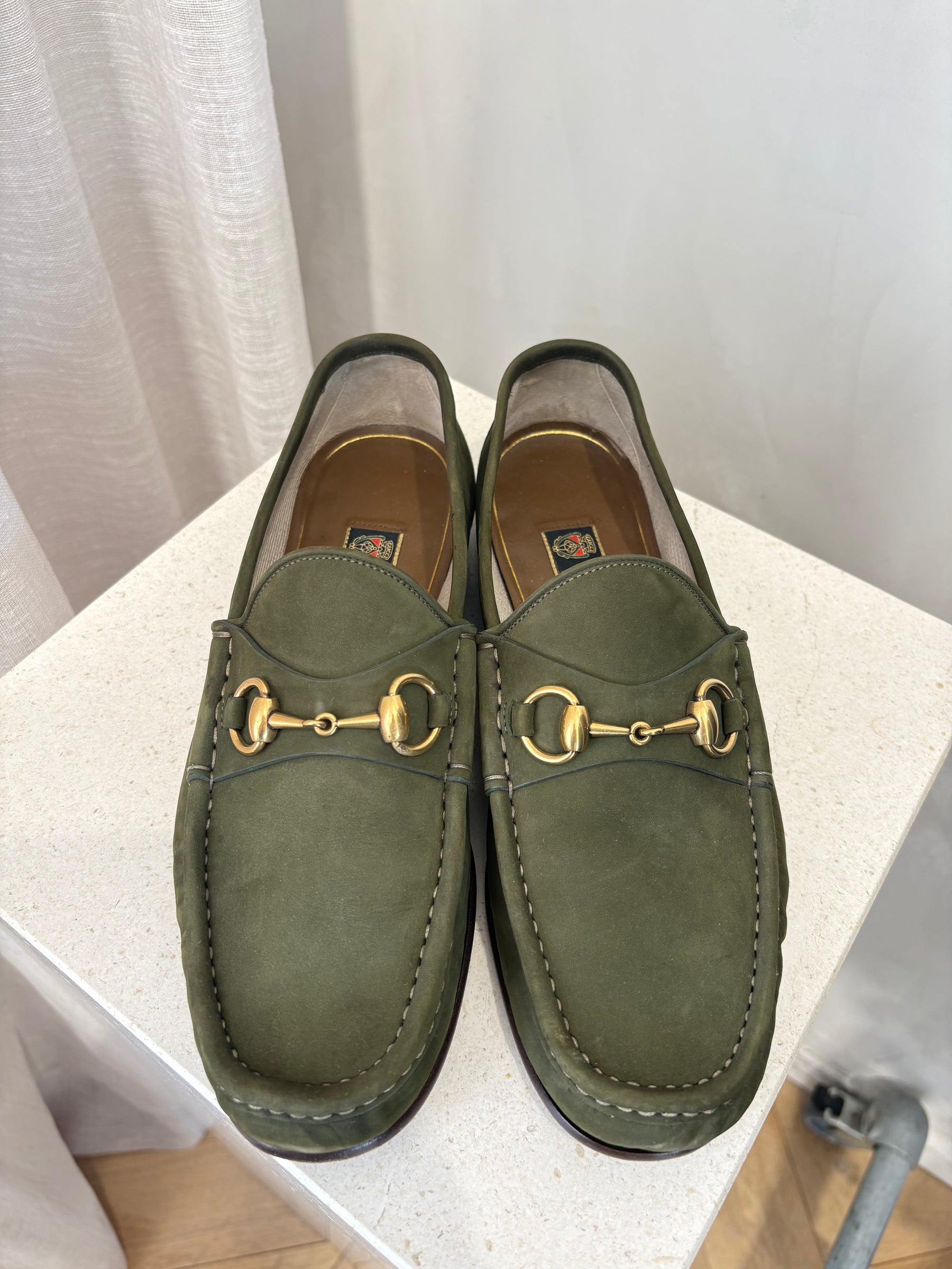 Gucci Green Suede Horsebit 1953 loafer, 41