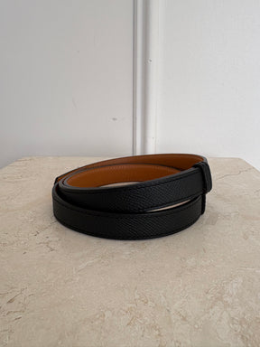 Hermès Black Leather Kelly Belt with Rose Gold Hardware, O/S