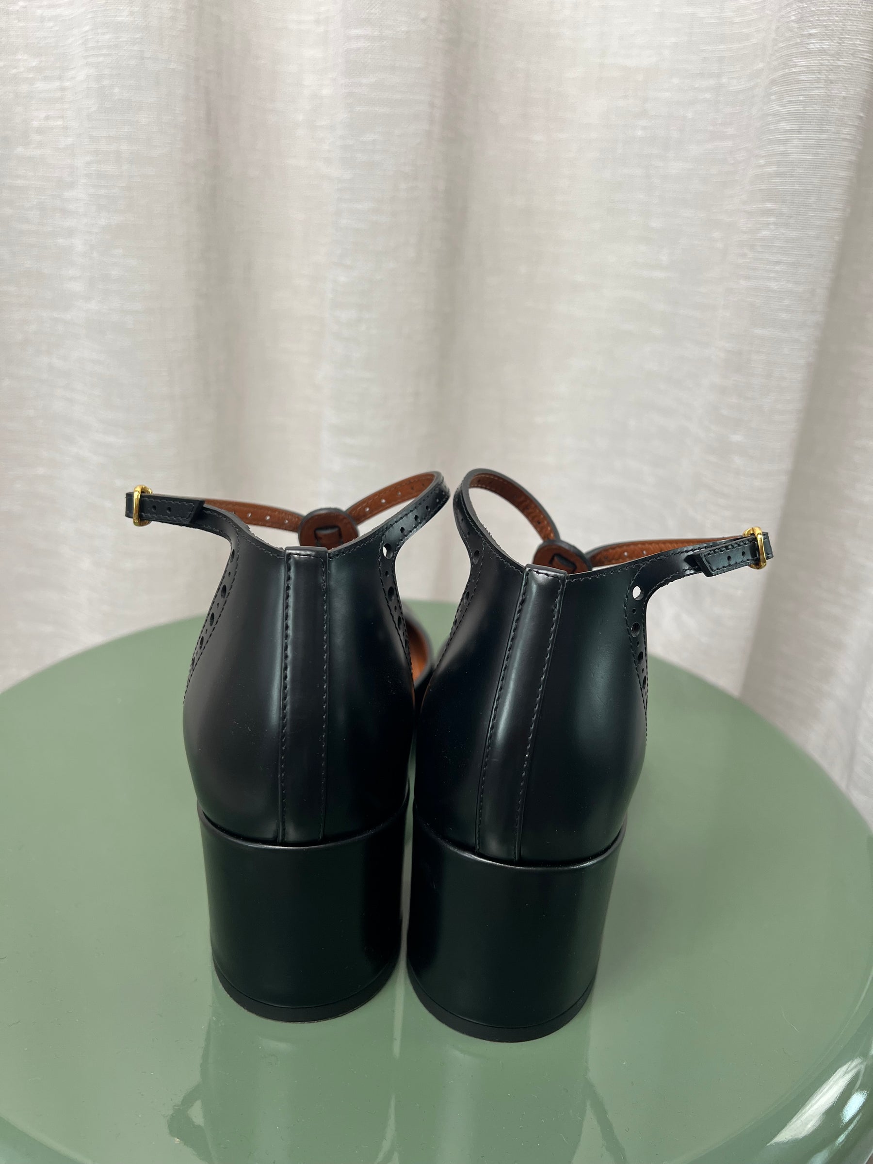 Zimmeramann Black Perforated Leather Block Heels, 41