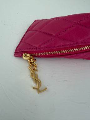 Saint Laurent Pink Fuchsia Quilted Key Pouch