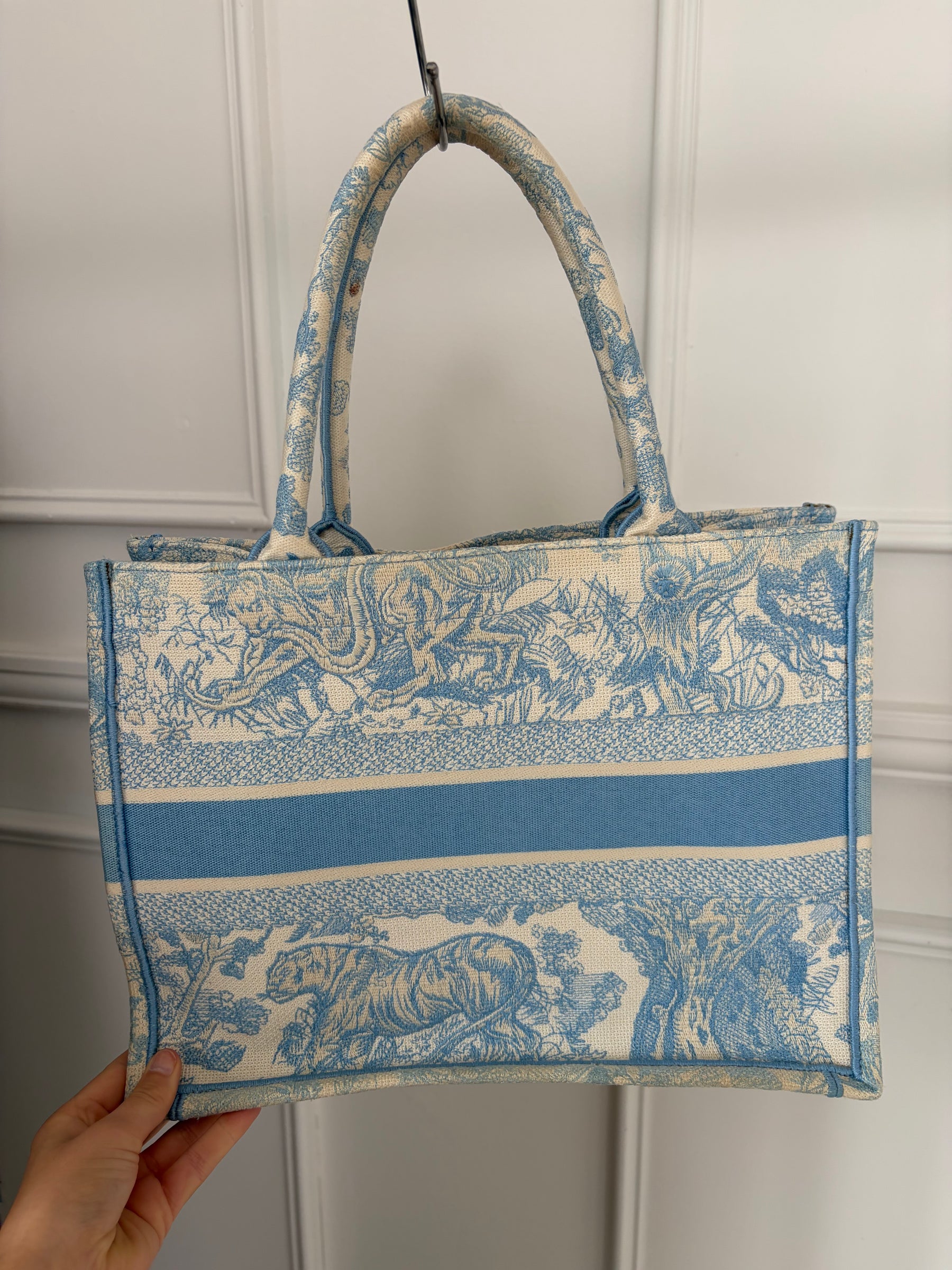 Dior Blue and Cream Toile De Jouy Small Book Tote