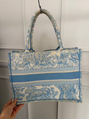 Dior Blue and Cream Toile De Jouy Small Book Tote