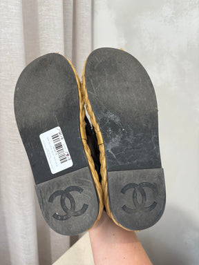 Chanel Mesh And Patent Calfskin Black Dad Sandals, 36.5