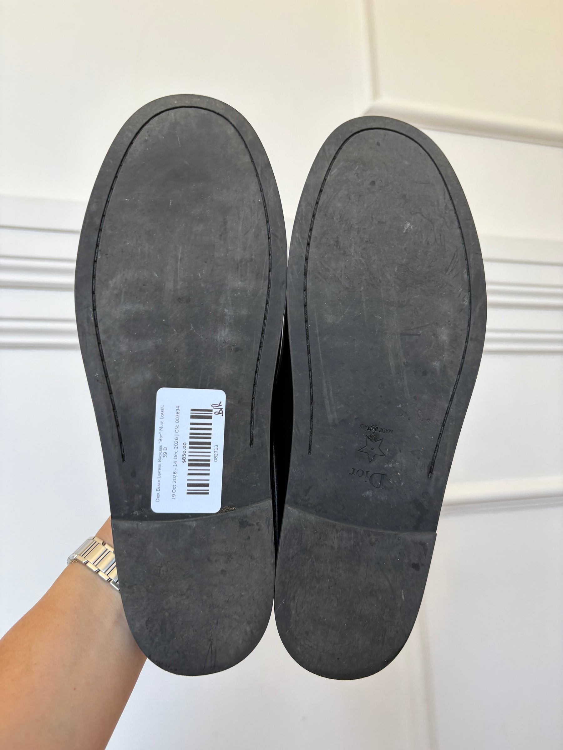 Dior Black Leather Backless "Boy"  Mule Loafer, 39 D