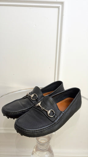 Gucci Black Leather Horsebit Driving Shoes, 6.5 UK