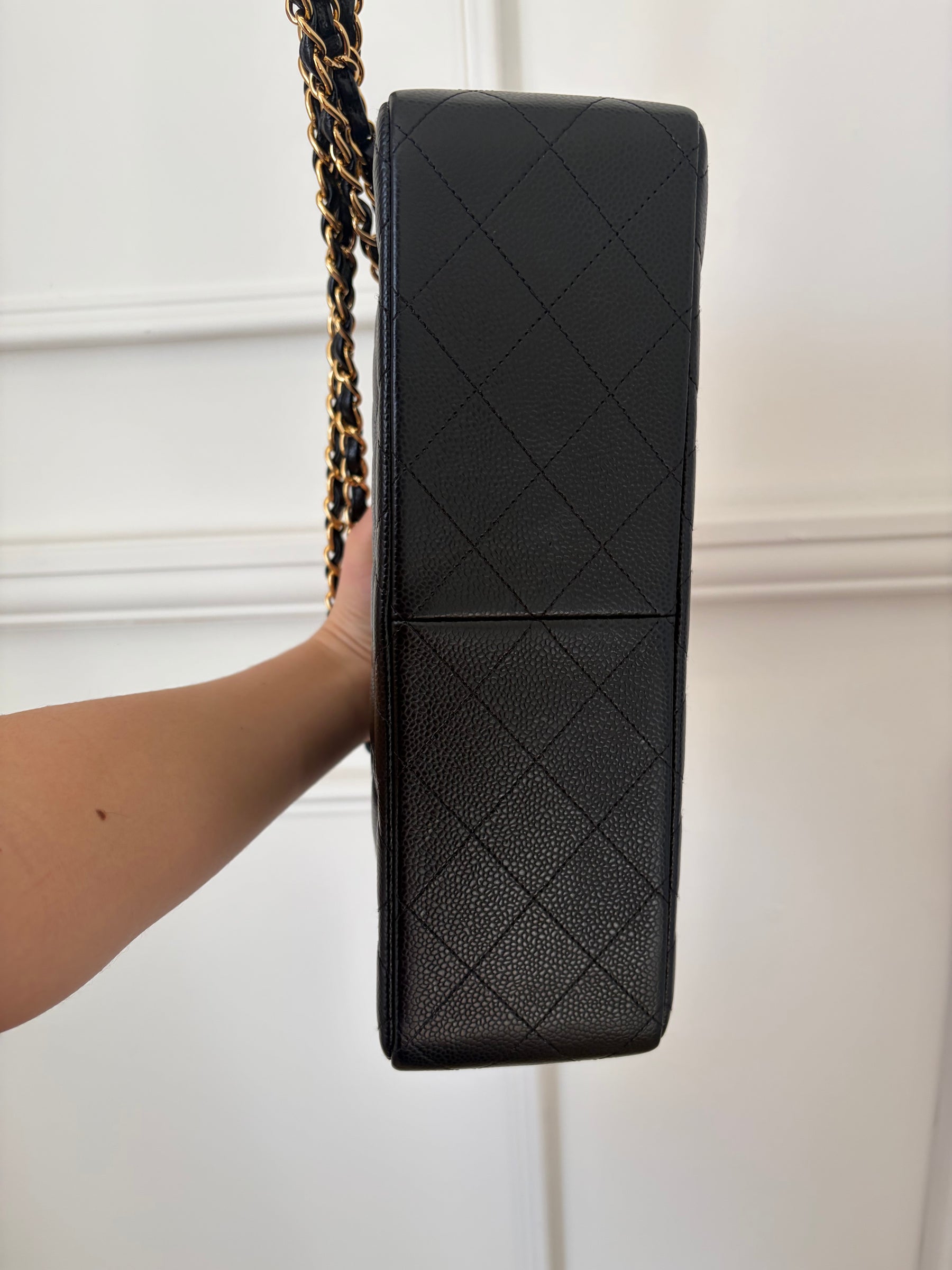 Chanel Black Caviar Leather Jumbo Classic Double Flap