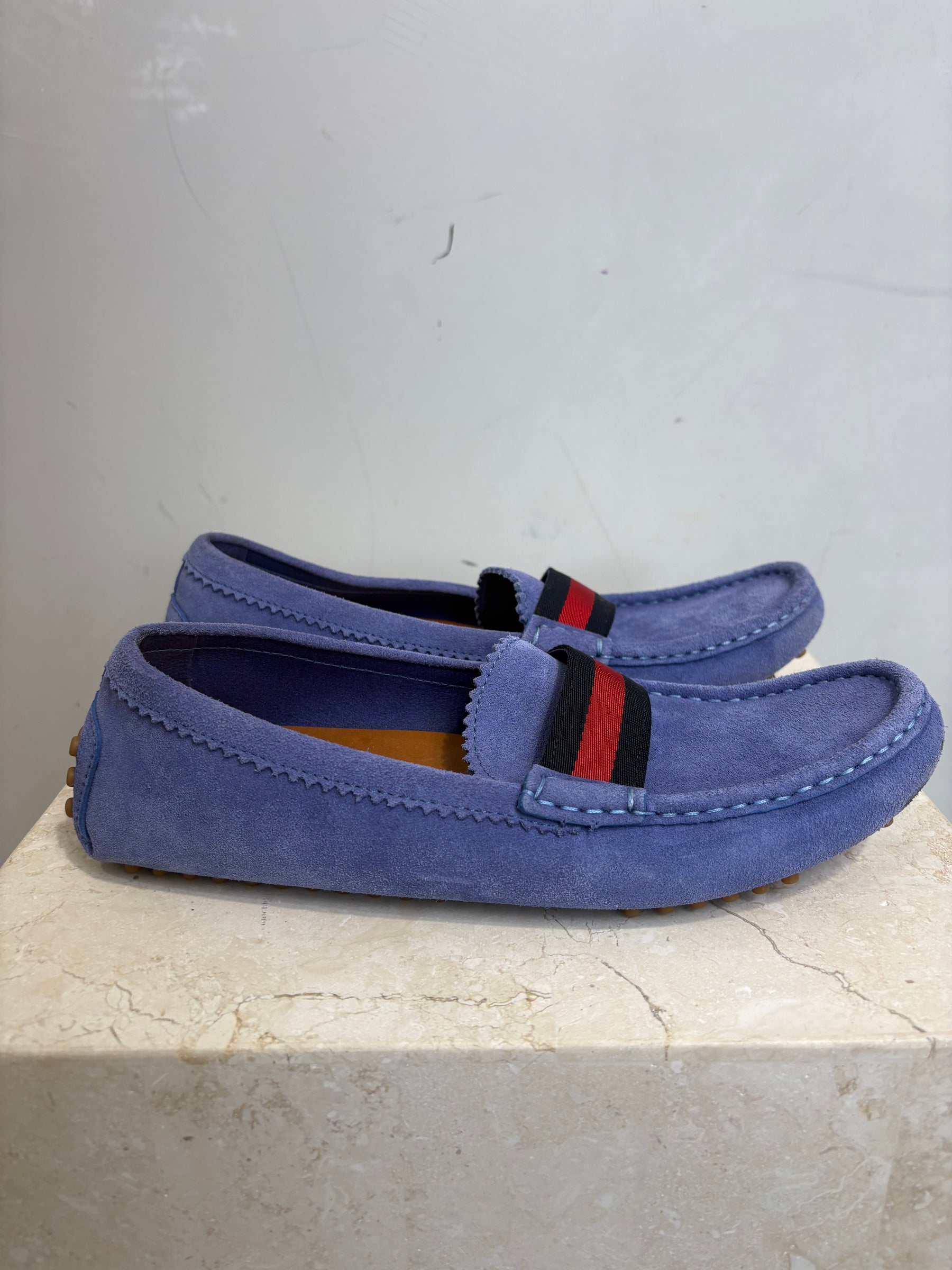 Gucci Blue Suede Driving Shoe, 37.5