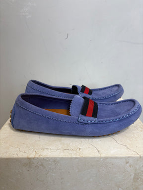 Gucci Blue Suede Driving Shoe, 37.5