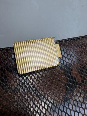 Camilla and Marc Black and Brown Snake Embossed Clutch