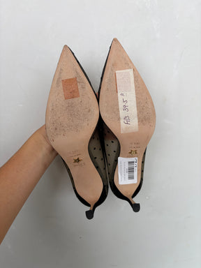 Dior Black Mesh Spotted Pointed Pump, 38.5 D