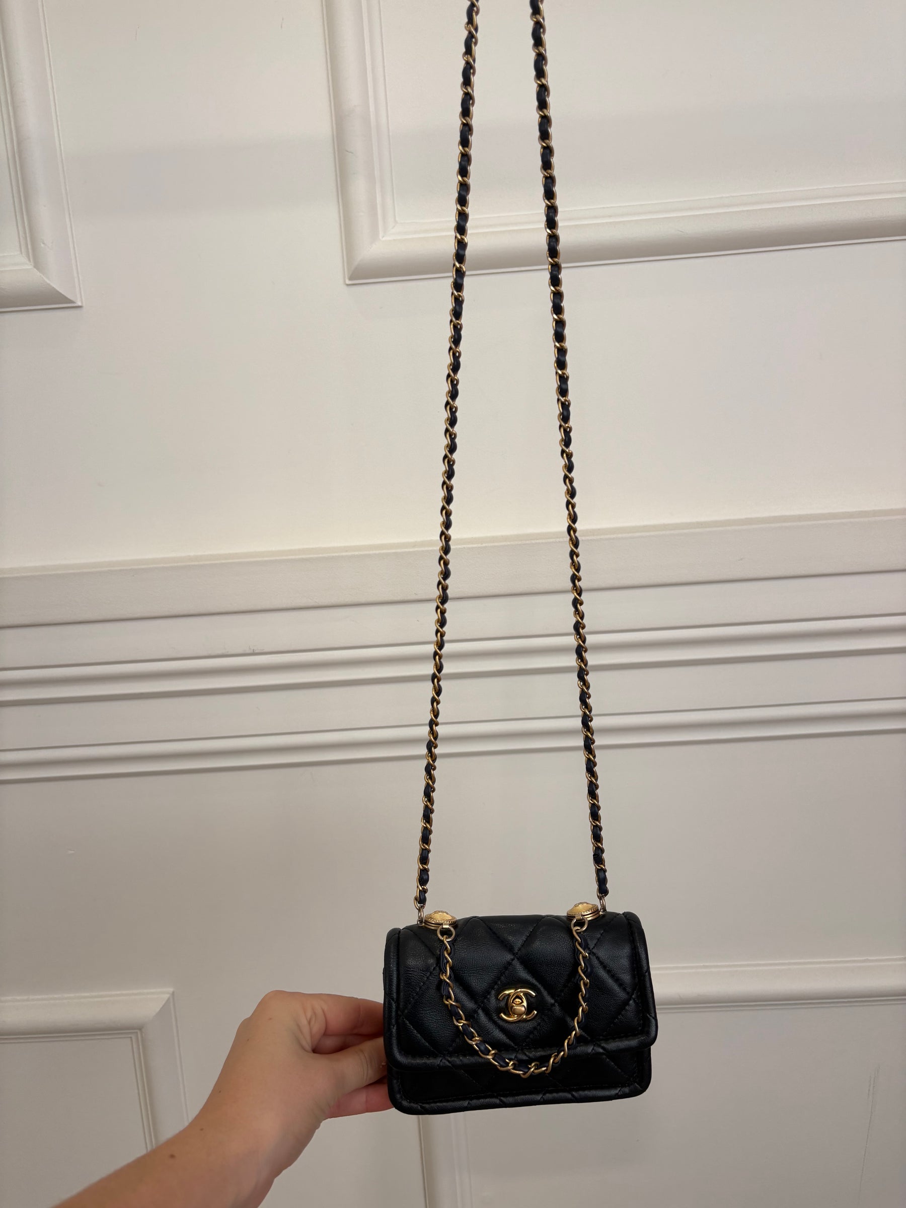 Chanel Navy leather Mini Flap Bag in Lambskin