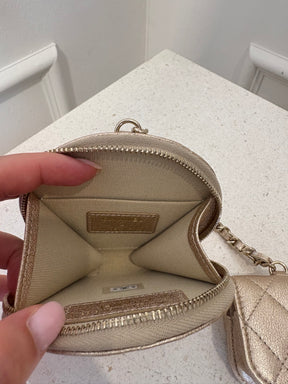 Chanel Gold Leather Airpod and Coin Purse Charm