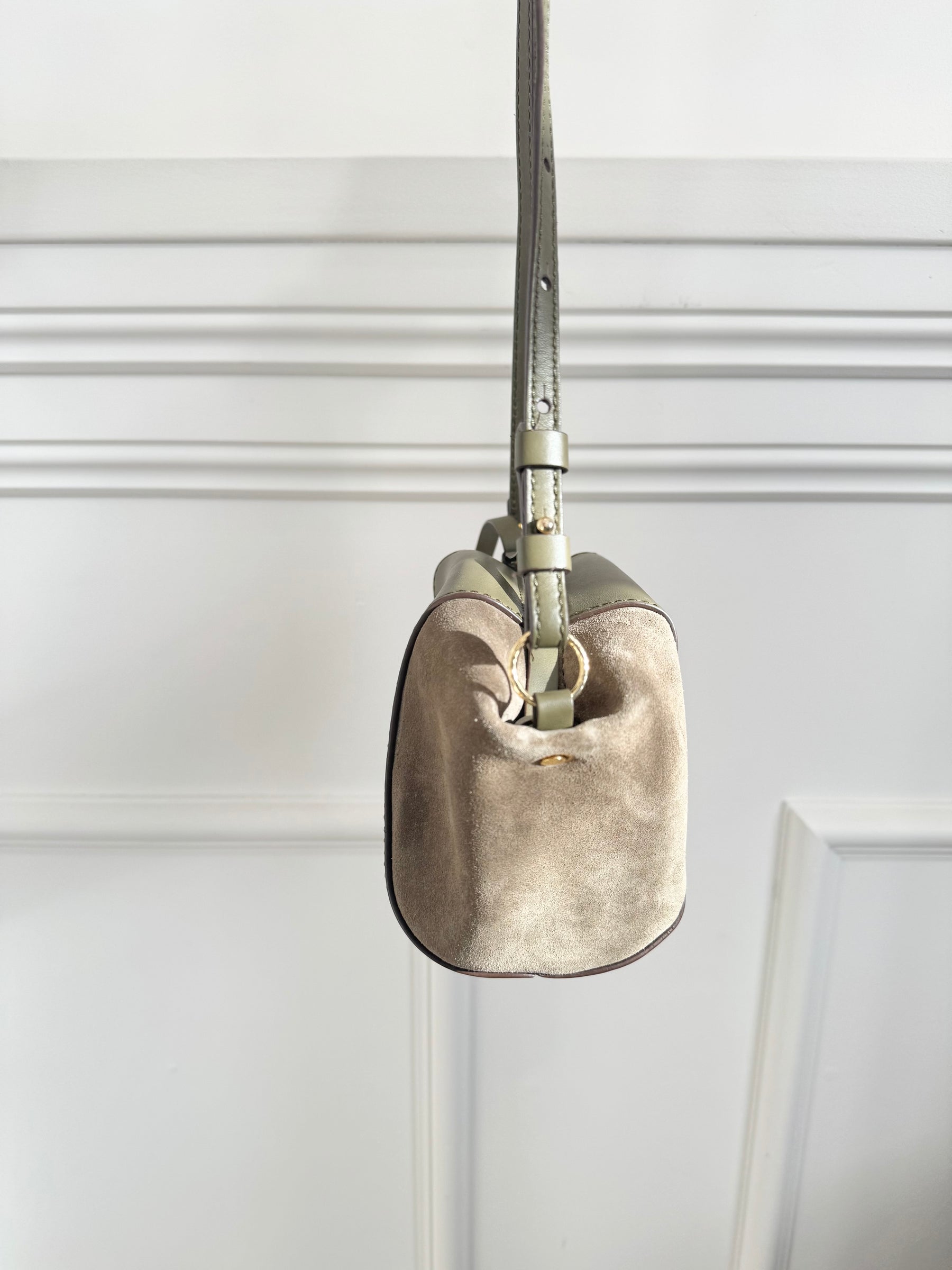 Ulla Johnson Khaki Leather and Suede Crossbody Bag