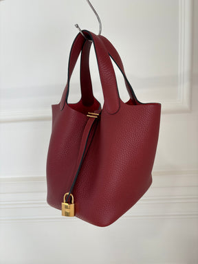 Hermès Rouge H Clemence Leather Picotin 18
