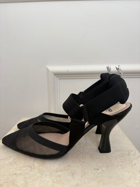 Fendi Black Mesh Colibri Slingbacks Heels, 40