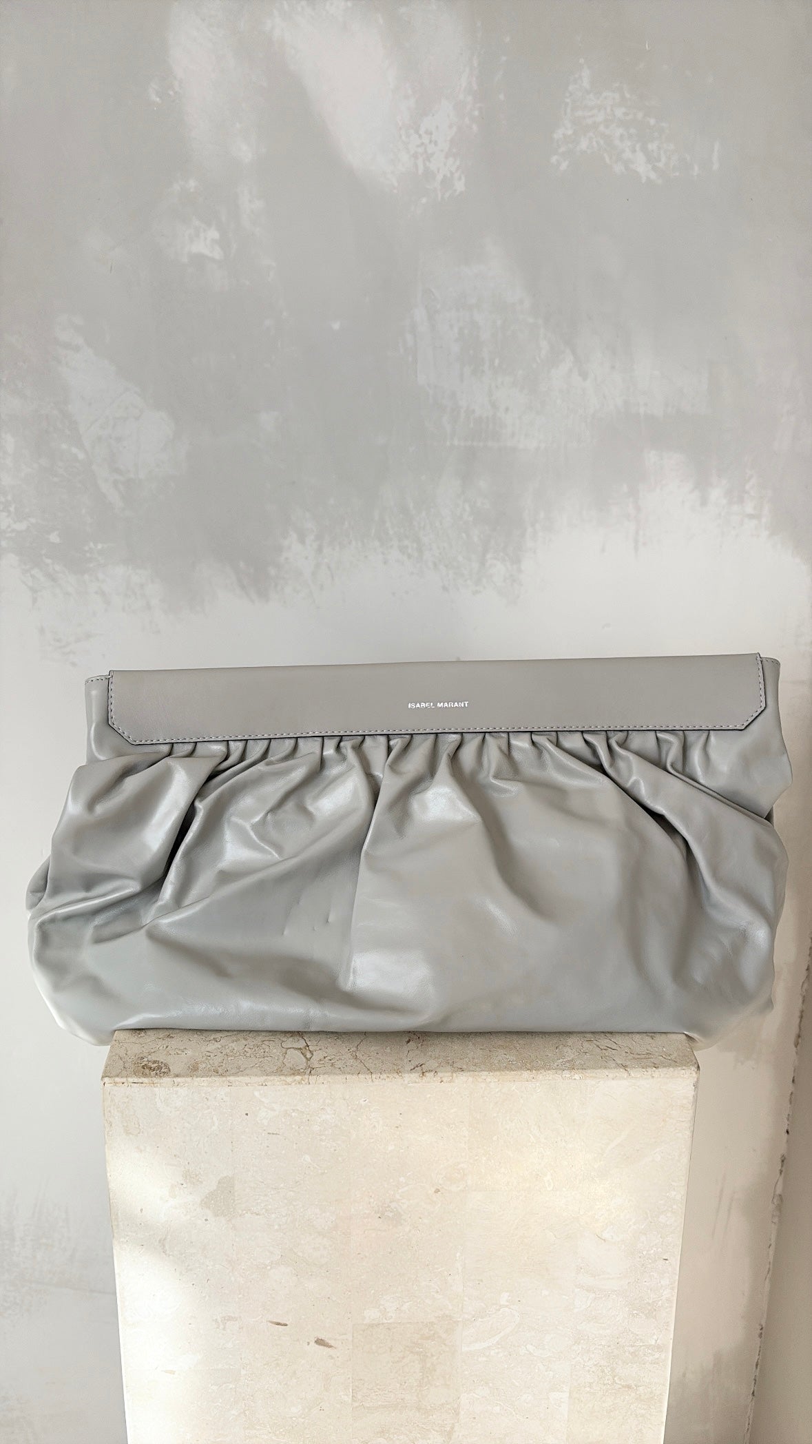Isabel Marant Luz Light Grey Oversized Clutch