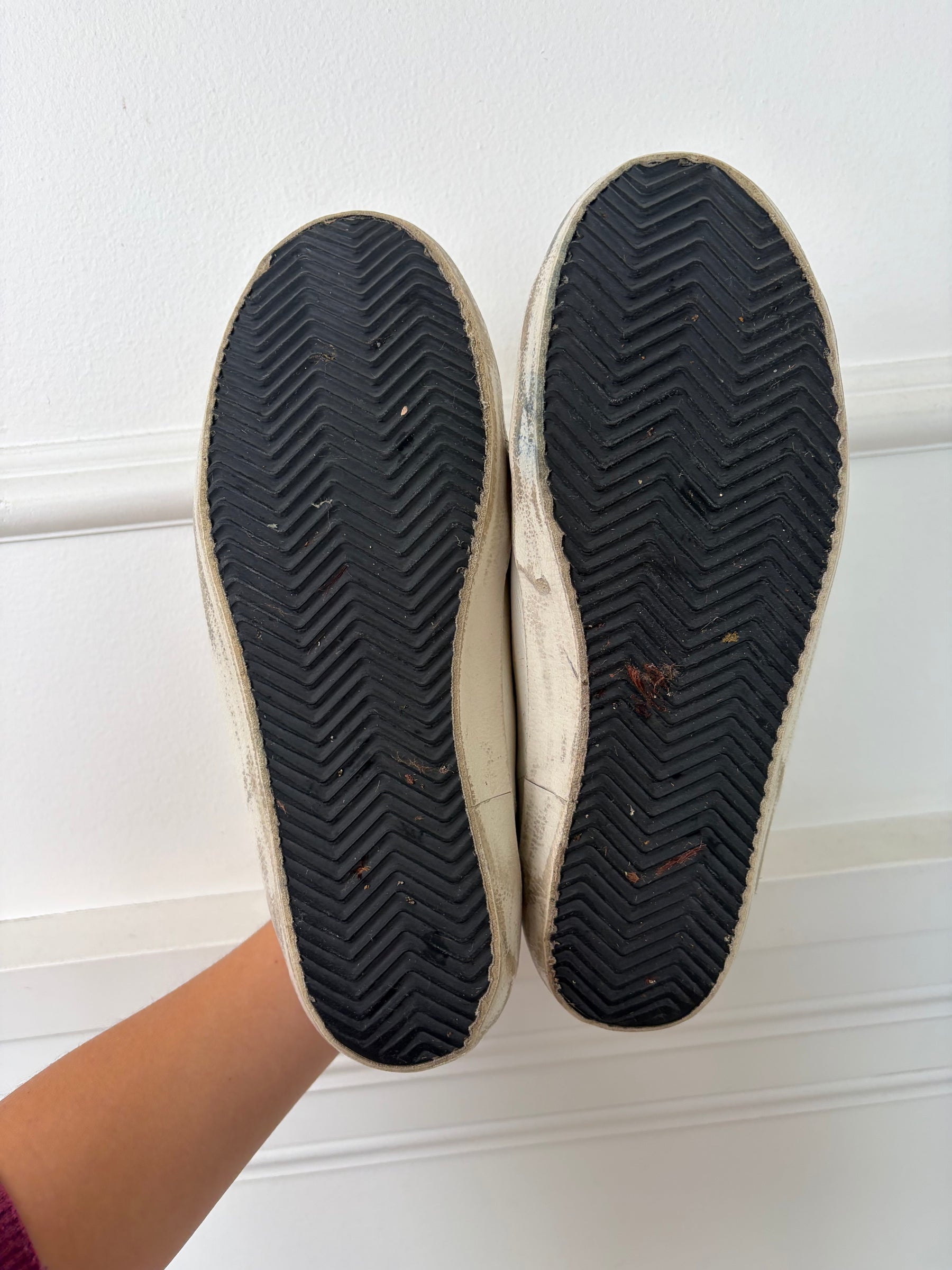 Golden Goose White and Gold and Silver Superstar Sneaker, 41