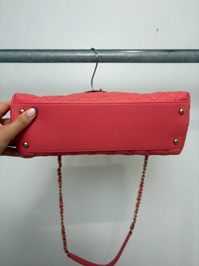 Chanel Coral Caviar Leather Medium Coco Handle Bag