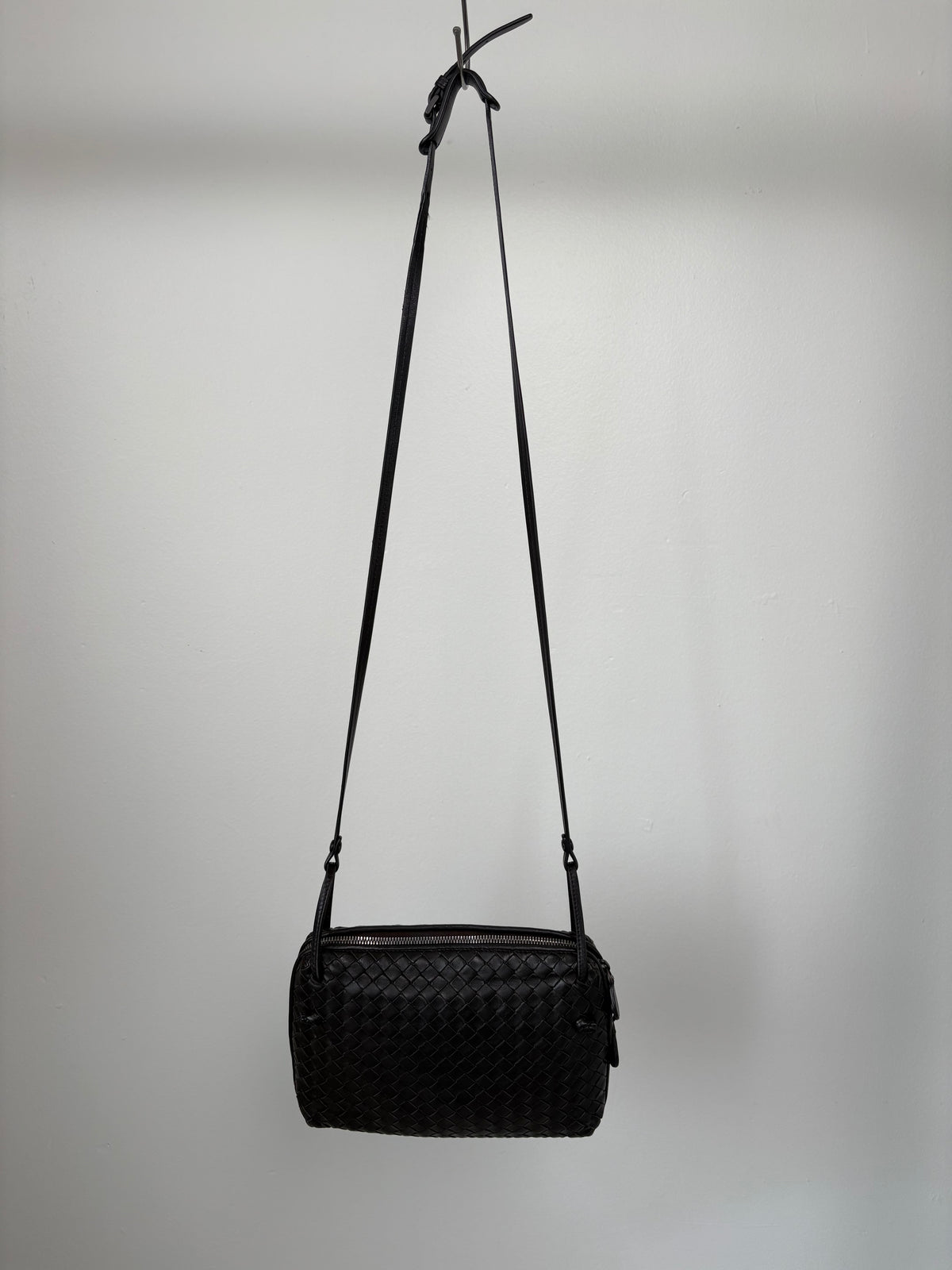 Bottega Veneta Dark Brown Intrecciato Leather Nodini Crossbody Bag