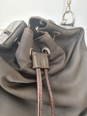 Gucci Vintage Bamboo Nylong Leather Bucket Bag, 8 AU