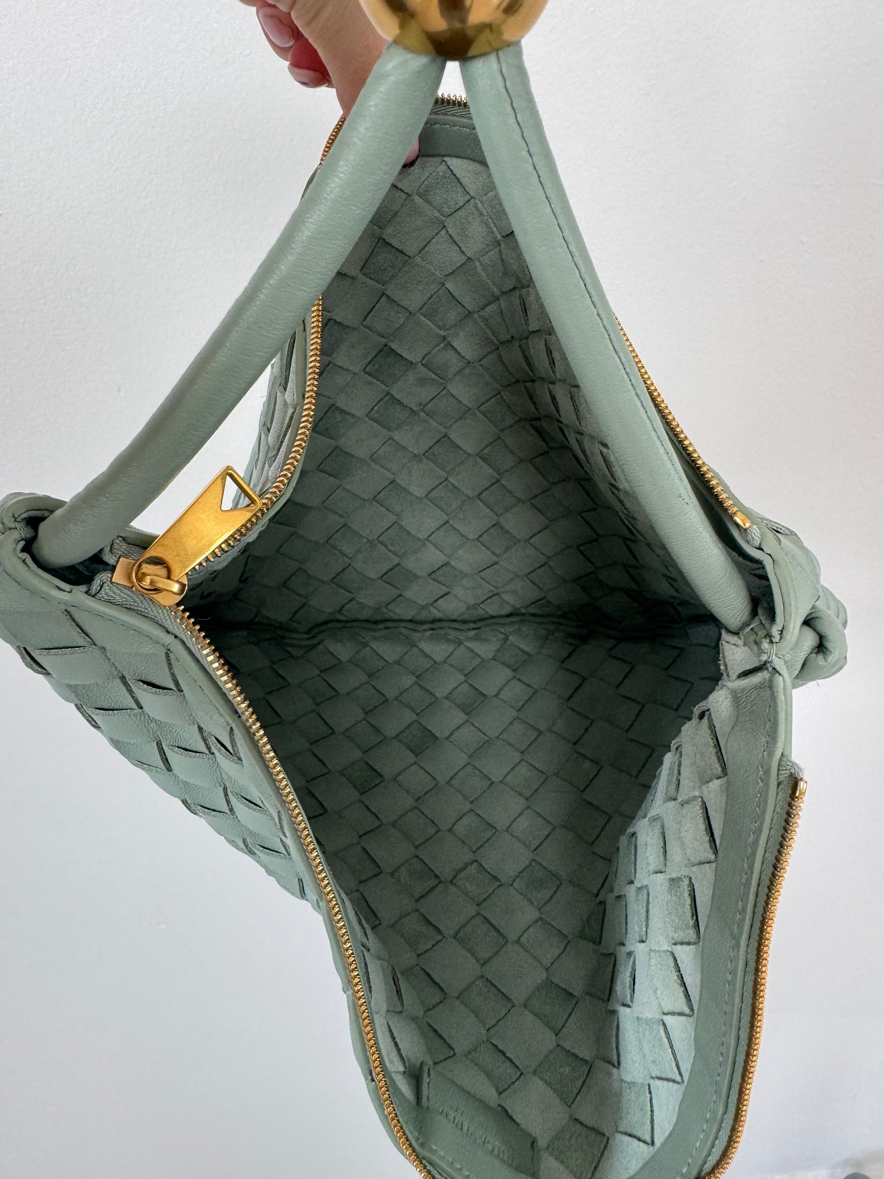 Bottega Veneta Sage Intrecciato LEather Turn Pouch