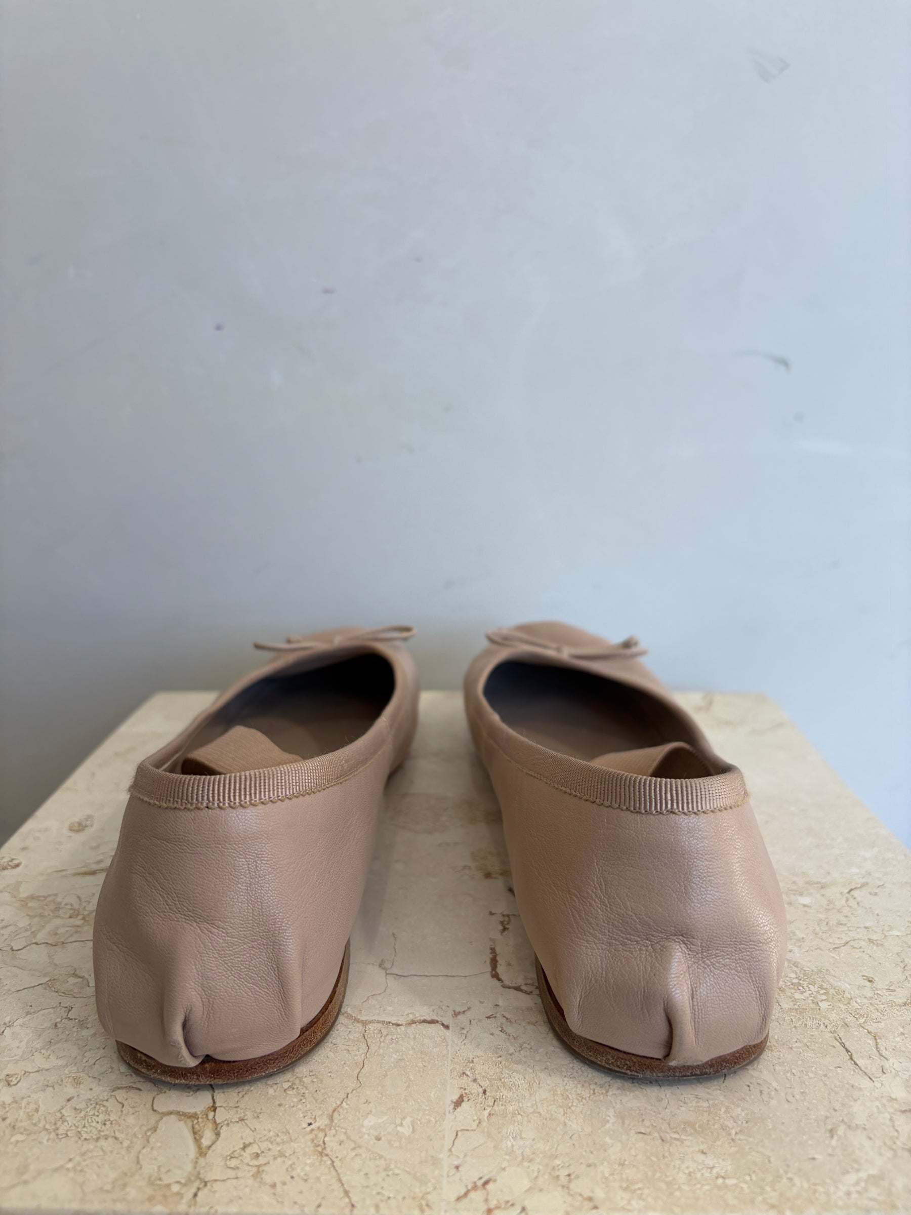 Miu Miu Blush Leather Ballet Flats, 38.5