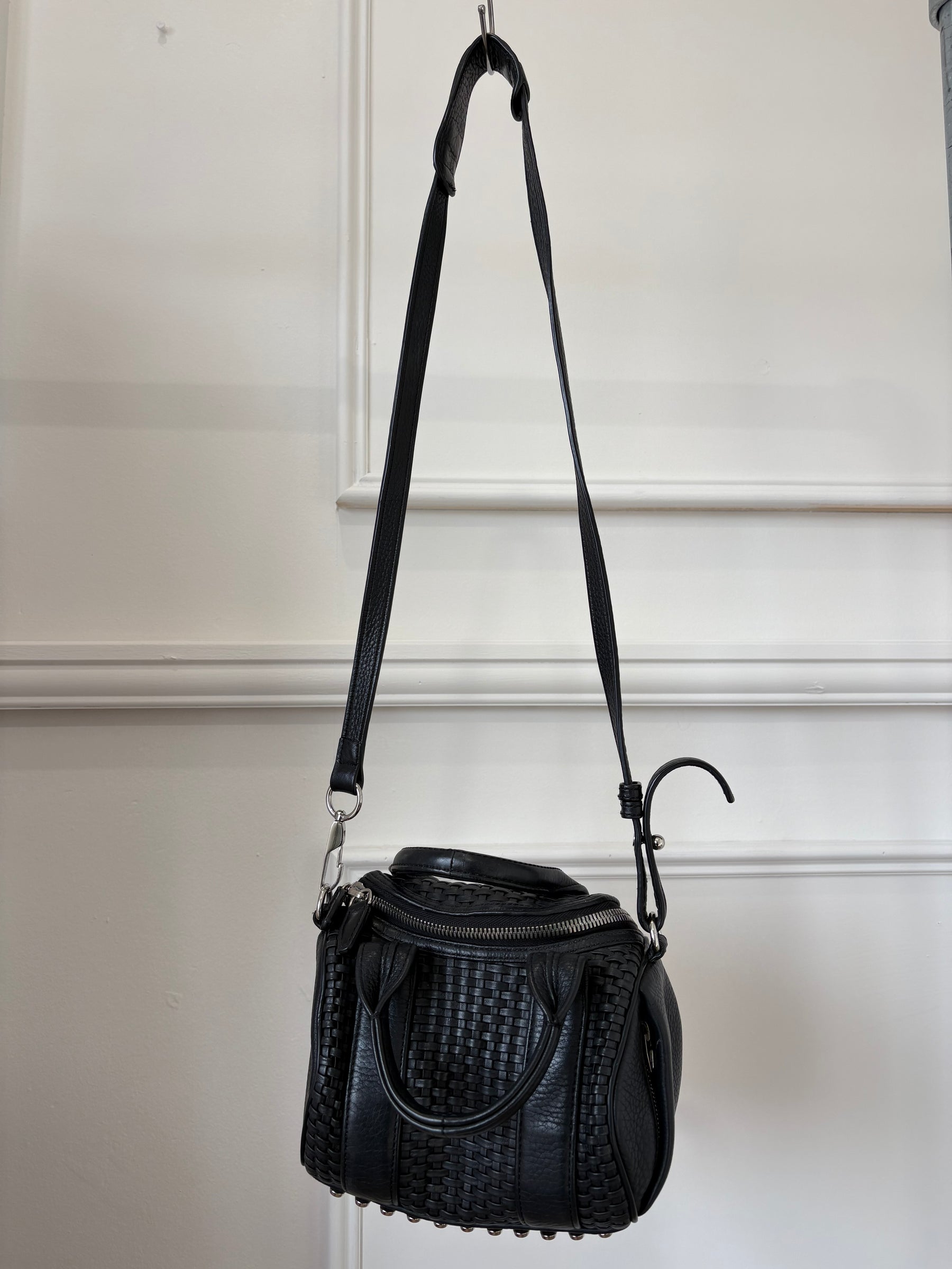 Alexander Wang Black Woven Leather Rocco Bag