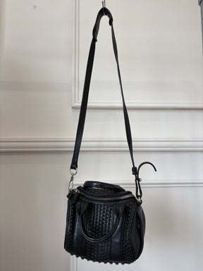 Alexander Wang Black Woven Leather Rocco Bag