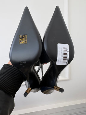 Khaite Bella Leather Slingback Pumps Black, 41