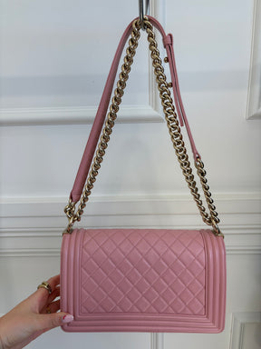 Chanel Pink Lambskin Leather Medium Boy Bag