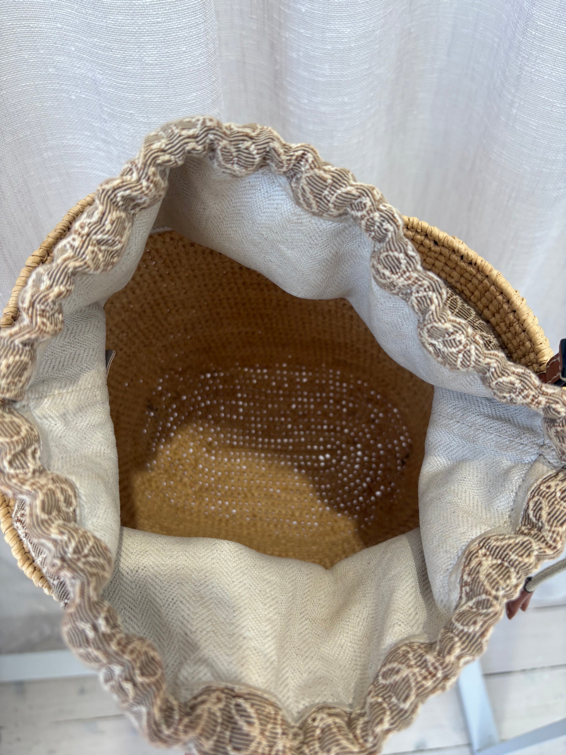 Loewe Pochette DW Anagram Bag In Raffia Jacquard Calf